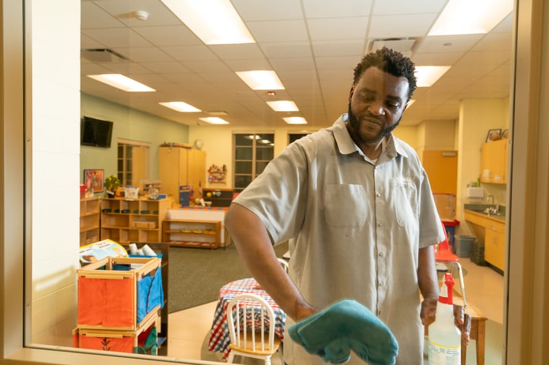 Cleaning a Michigan school