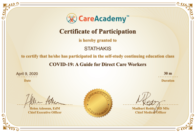 Stathakis COVID-19 Certification