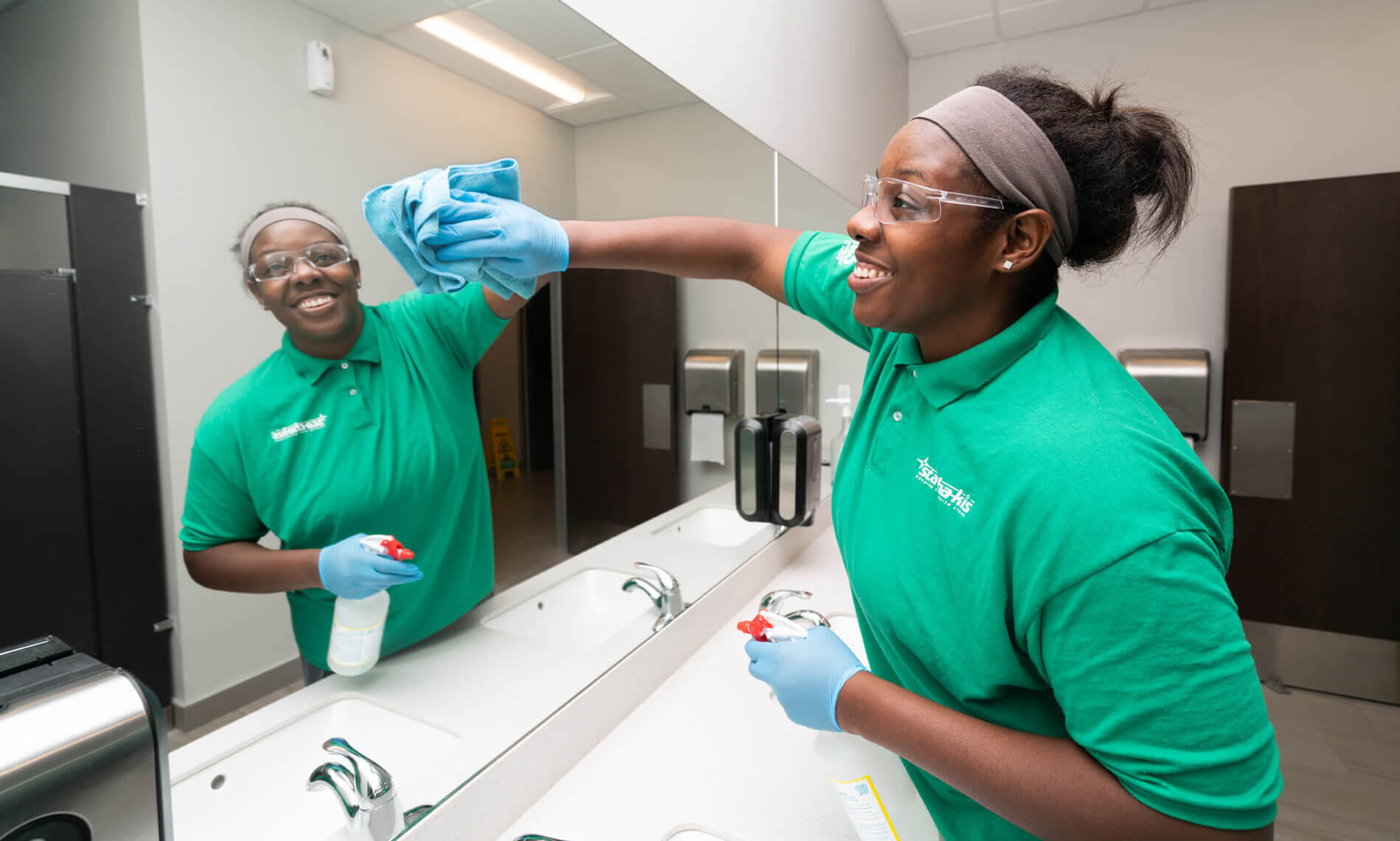 Stathakis janitorial team cleaning a Detroit commercial facility